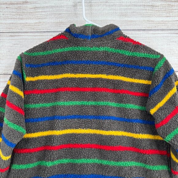 Hanna Andersson‎ Striped Fuzzy Fleece 1/4 Zip Jacket Youth Size 140/US 10 Gray - Picture 4 of 13